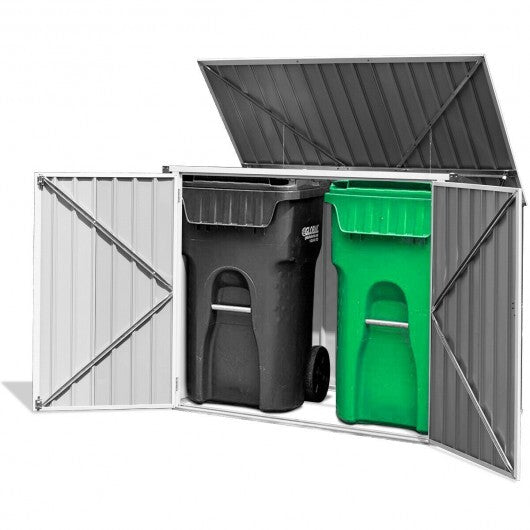 Horizontal Storage Shed 68 Cubic Feet for Garbage Cans - Color: Black