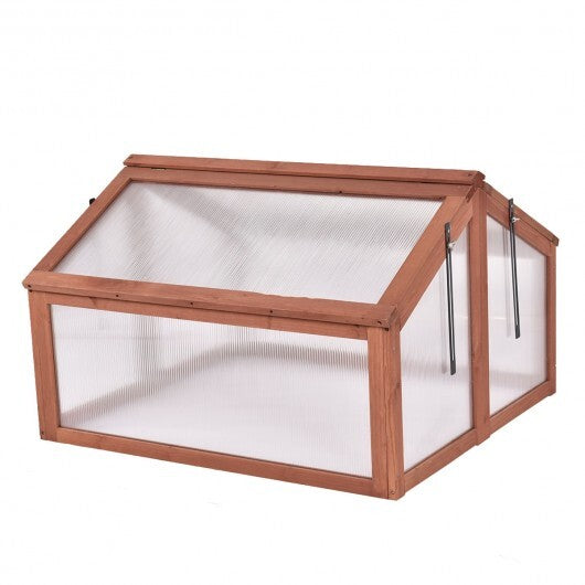 Double Box Garden Wooden Greenhouse - Color: Brown