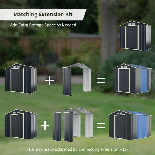 Outdoor Storage Shed Extension Kit for 7 Feet Shed Width - Color: Gray - Size: 7 ft
