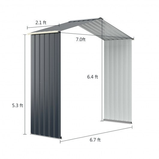 Outdoor Storage Shed Extension Kit for 7 Feet Shed Width - Color: Gray - Size: 7 ft