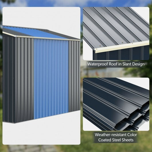 Outdoor Storage Shed Extension Kit for 7 Feet Shed Width - Color: Gray - Size: 7 ft