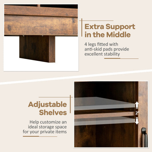 Farmhouse Sideboard with Detachable Wine Rack and Cabinets-Rustic Brown - Color: Rustic Brown