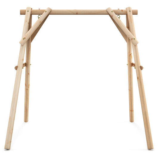 Heavy Duty Wooden Swing Frame with Reinforced Bars - Color: Natural