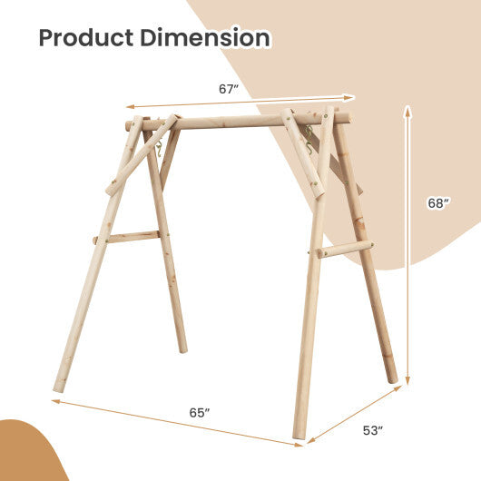 Heavy Duty Wooden Swing Frame with Reinforced Bars - Color: Natural