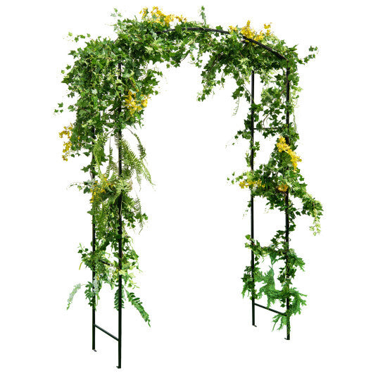Garden Arch Arbor Trellis with Gate Patio Plant Stand Archway-Black - Color: Black