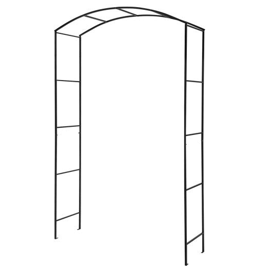Garden Arch Arbor Trellis with Gate Patio Plant Stand Archway-Black - Color: Black