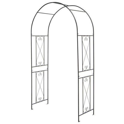 Garden Arch Arbor Trellis Patio Plant Stand Rack Archway-Black - Color: Black