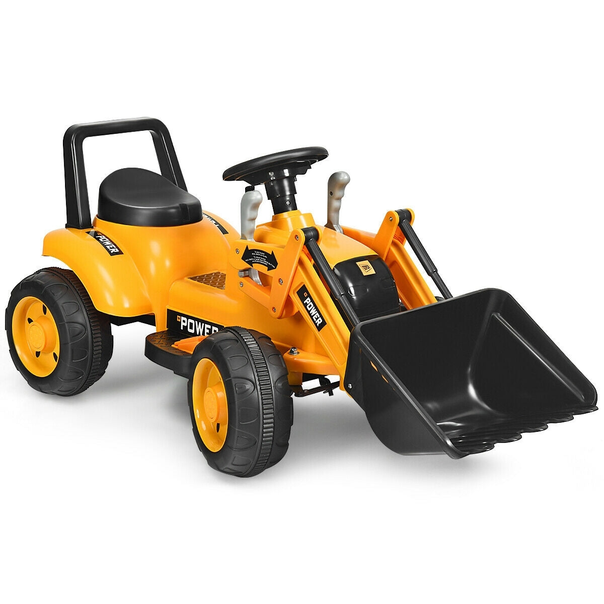 Kids Ride On Excavator Digger 6V Battery Powered Tractor-Yellow - Color: Yellow